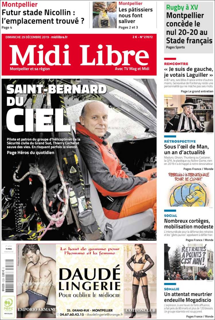 Portada de Midi Libre (Francia)