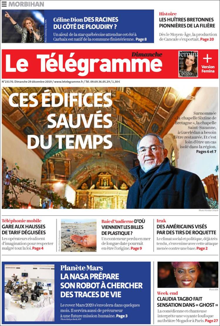 Portada de Télégramme (Francia)