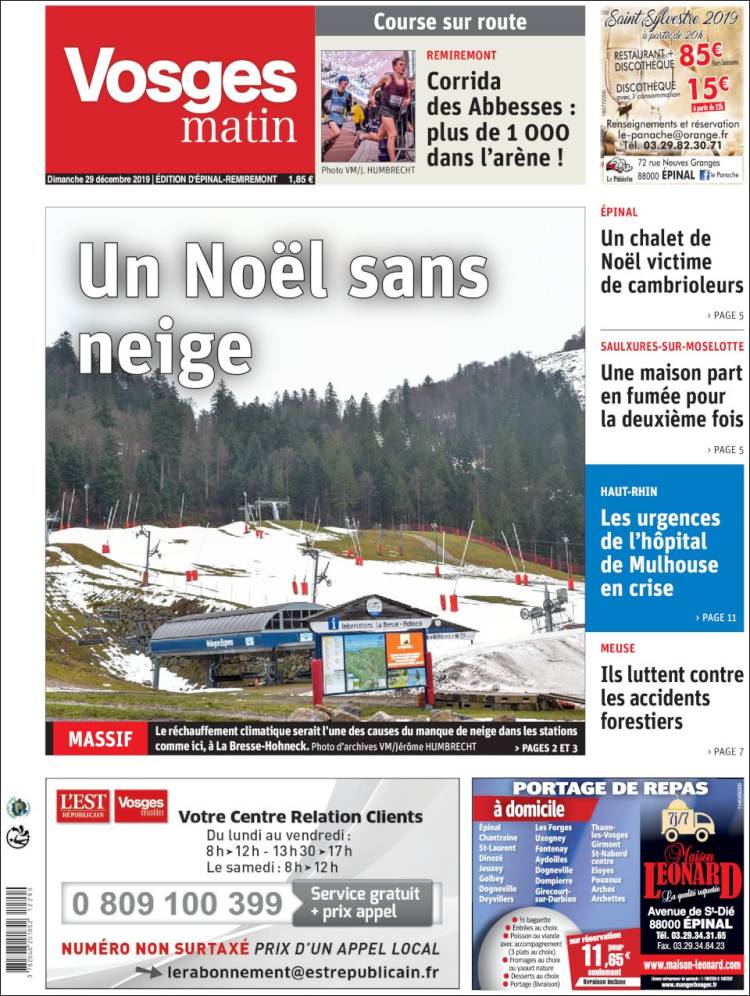 Portada de Vosges Matin (Francia)