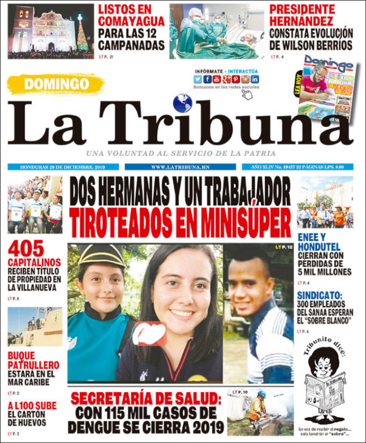 Portada de La Tribuna (Honduras)