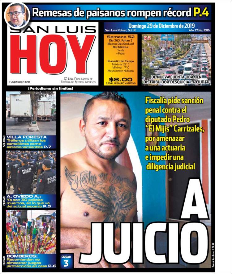 Portada de San Luis Hoy (M&eacute;xico)