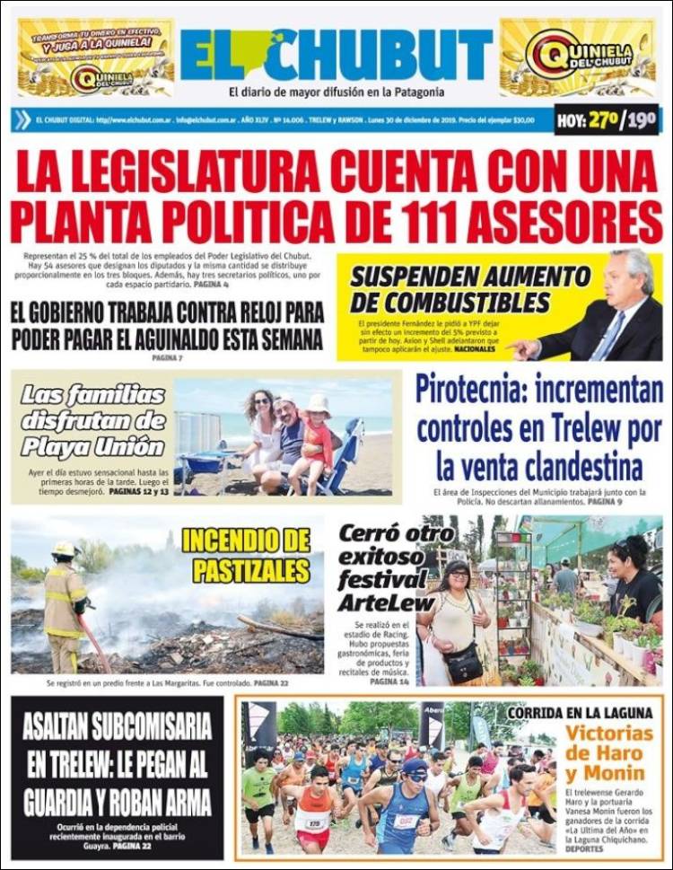 Portada de El Chubut (Argentina)