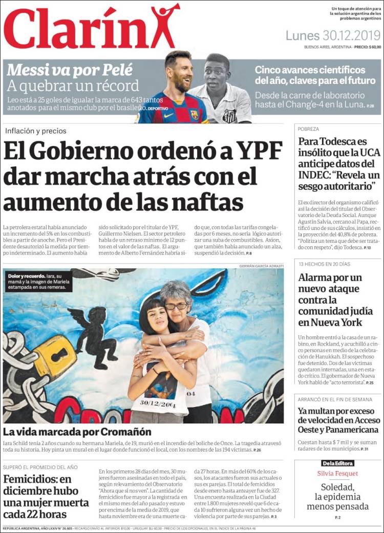 Portada de Clarín (Argentina)