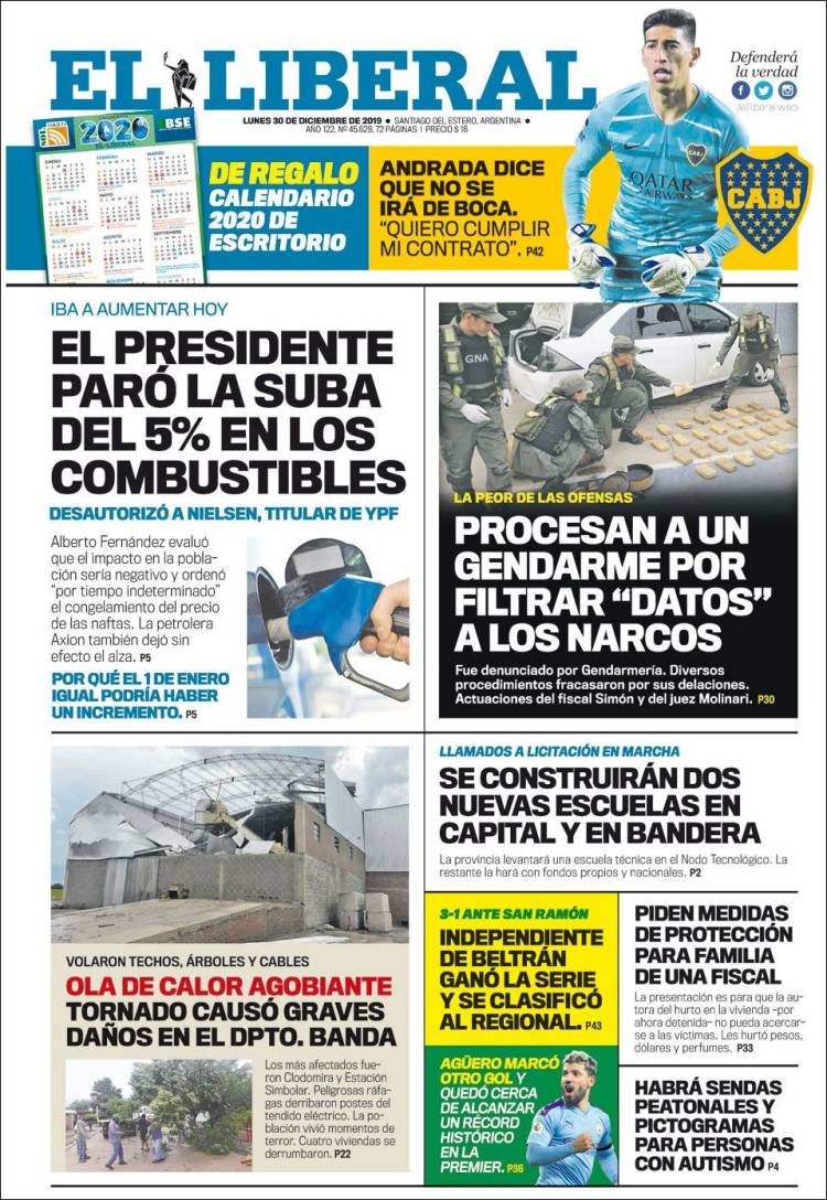 Portada de Diario El Liberal (Argentina)