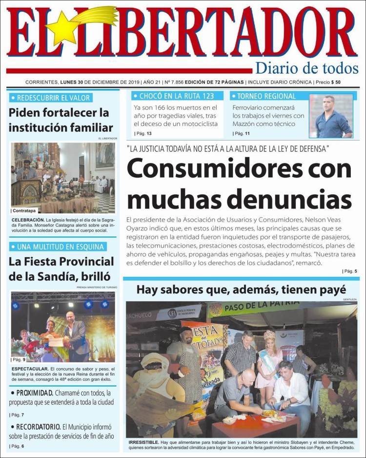 Portada de Diario El Libertador (Argentina)