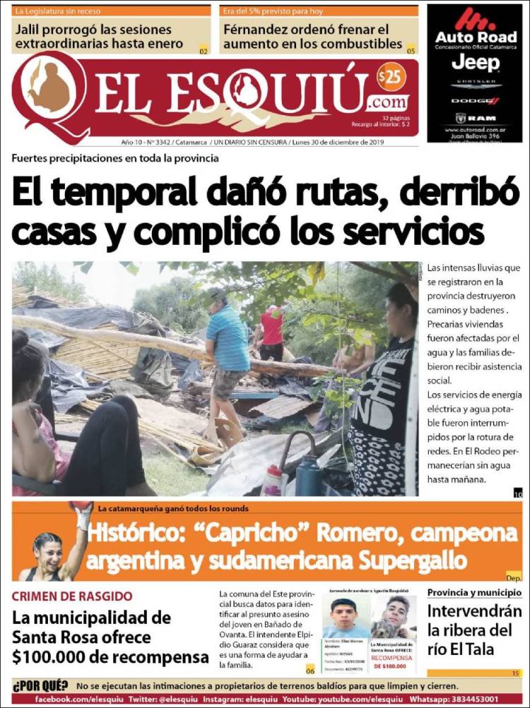 Portada de El Esquiu (Argentina)