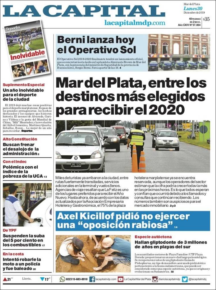 Portada de Diario La Capital - Mar del Plata (Argentina)