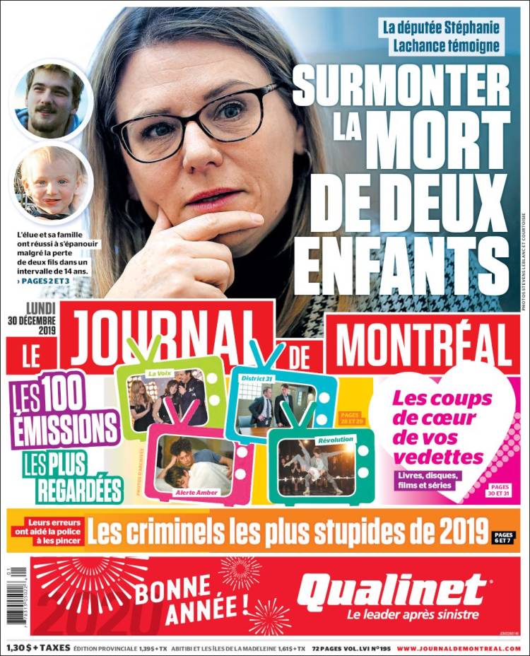 Portada de Le Journal de Montréal (Canadá)
