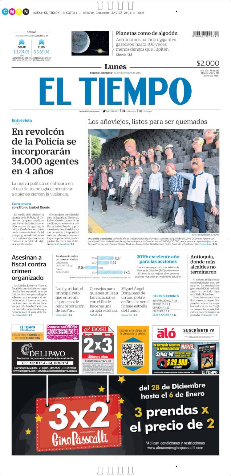 Portada de El Tiempo (Colombia)