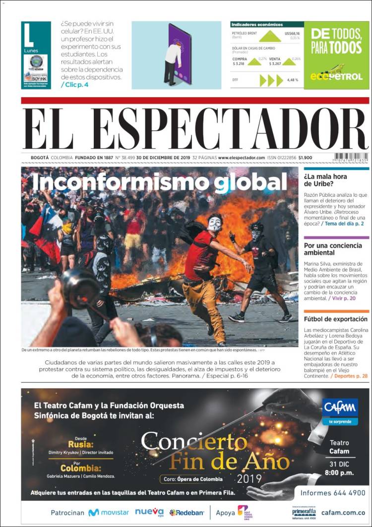 Portada de El Espectador (Colombia)