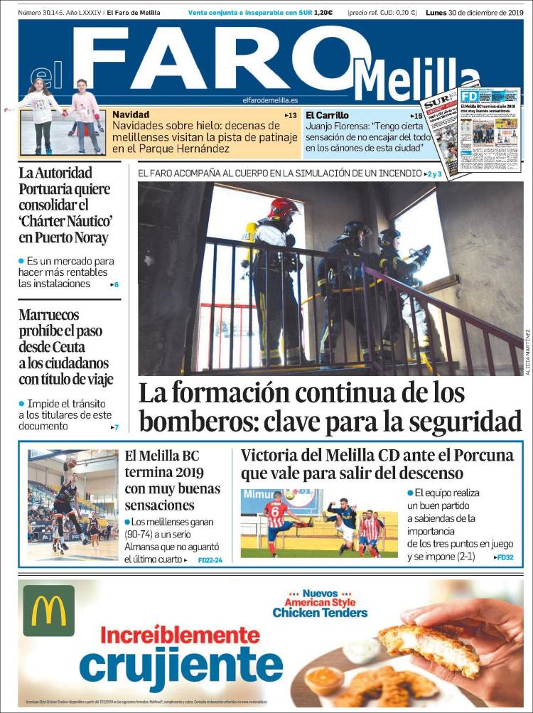 Portada de El Faro de Melilla (Espa&ntilde;a)