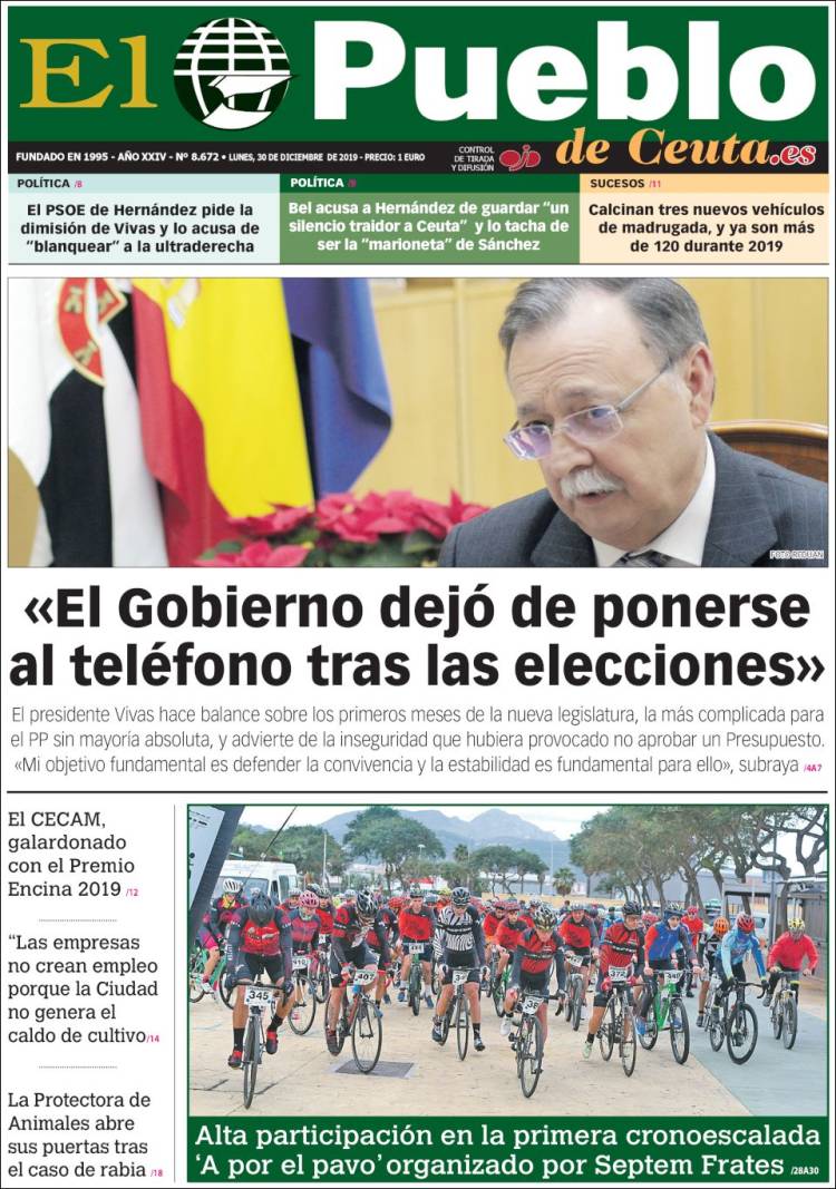 Portada de El Pueblo de Ceuta (Espa&ntilde;a)