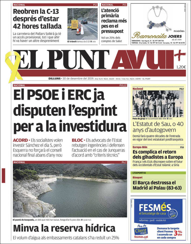 Portada de El Punt Avui (Espa&ntilde;a)