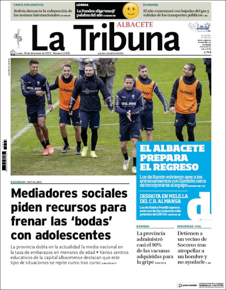 Portada de La Tribuna de Albacete (Espa&ntilde;a)