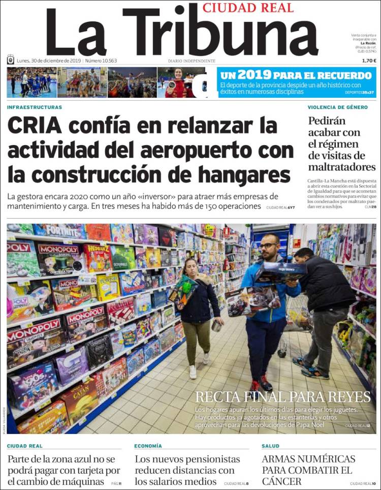 Portada de La Tribuna de Ciudad Real (Espa&ntilde;a)