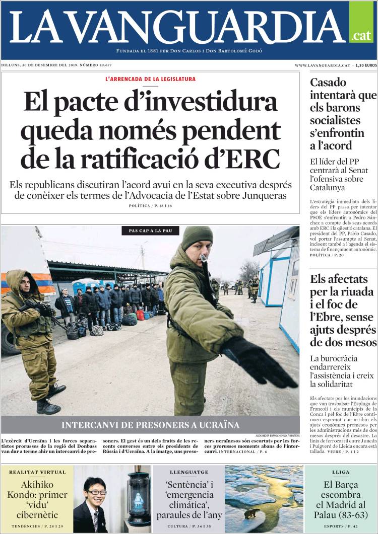 Portada de La Vanguardia (Espa&ntilde;a)