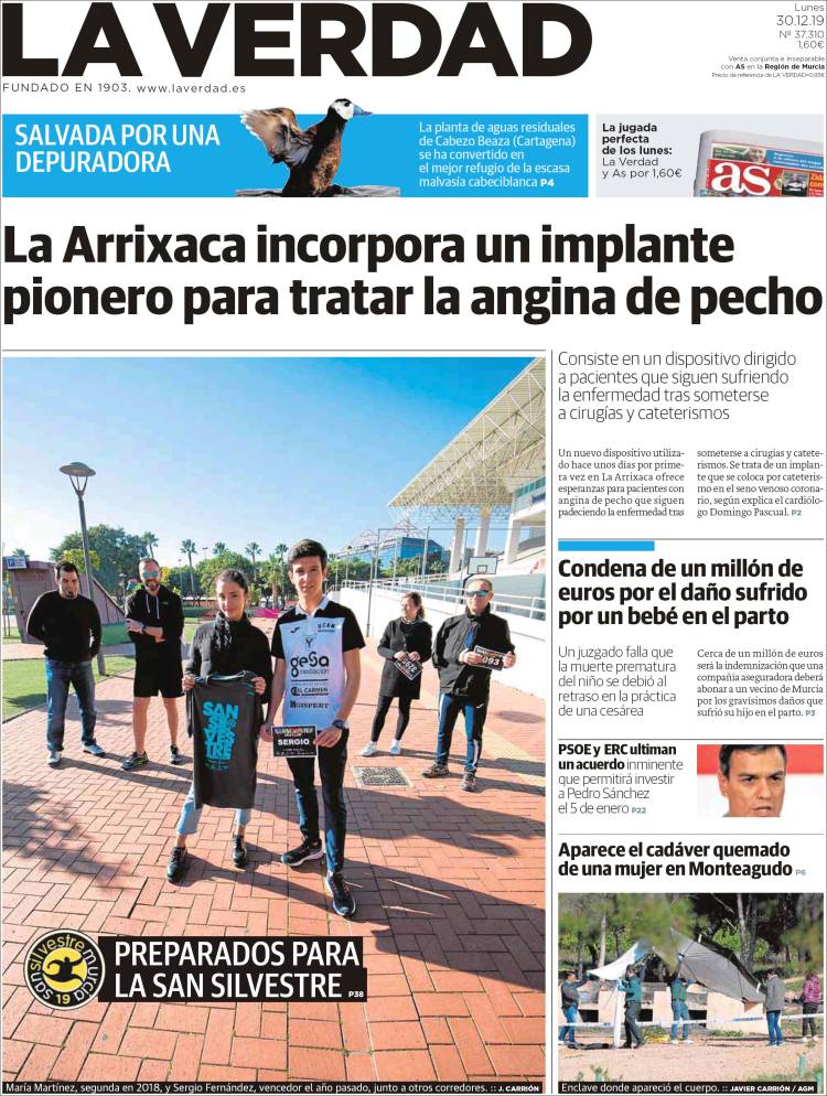 Portada de La Verdad de Murcia (Espa&ntilde;a)