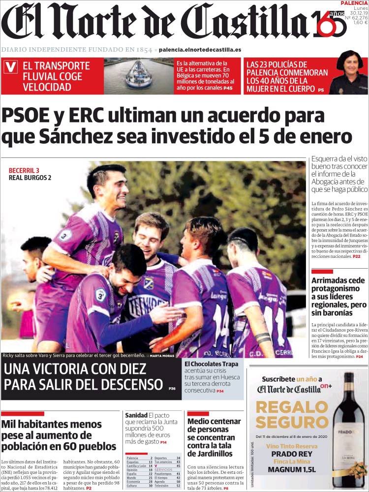 Portada de Norte de Castilla - Palencia (Espa&ntilde;a)