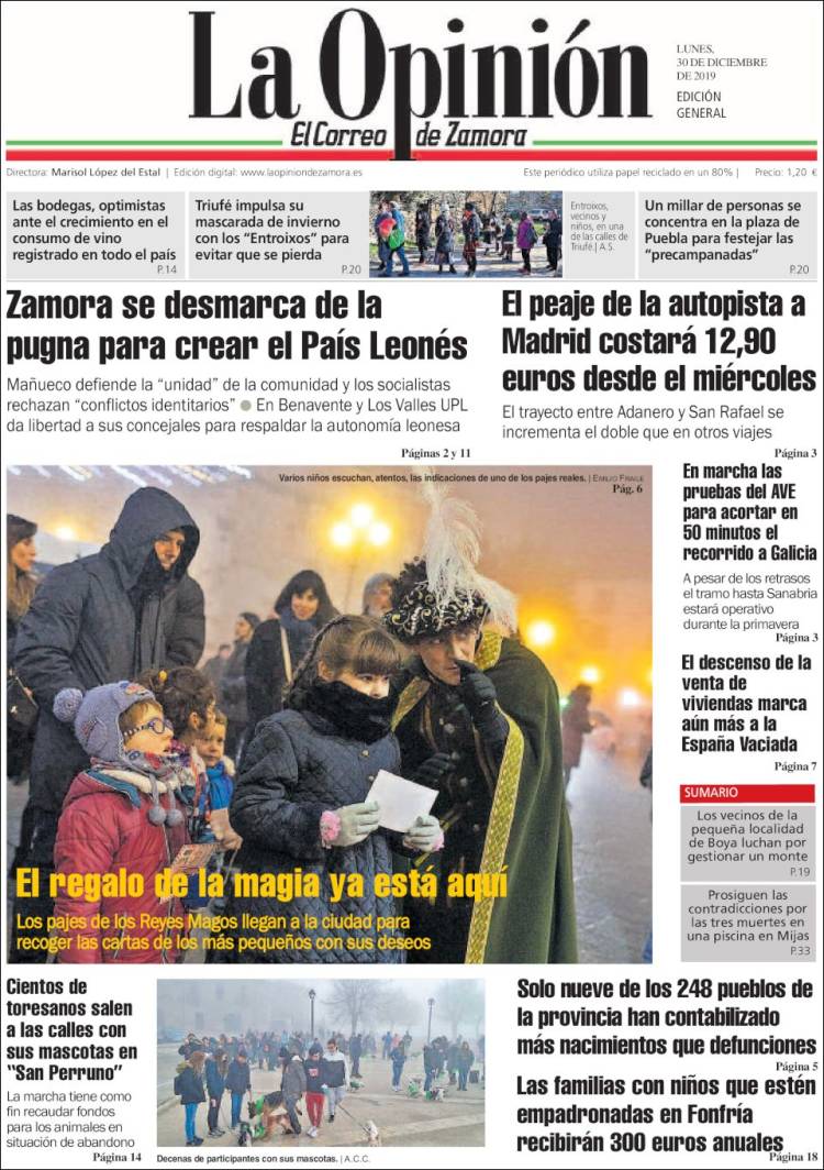 Portada de La Opinión - El Correo de Zamora (Espa&ntilde;a)