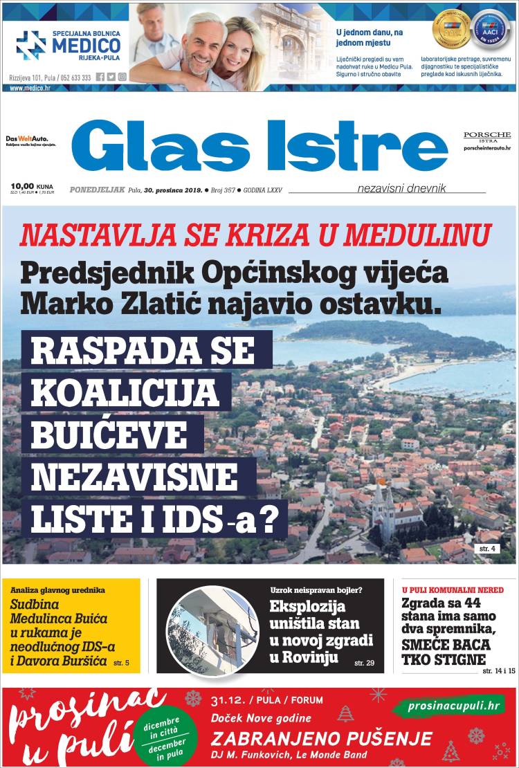 Portada de Glas Istre (Croacia)