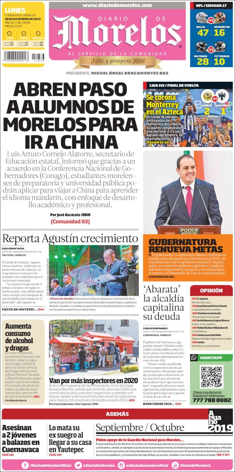 Portada de Diario de Morelos (México)