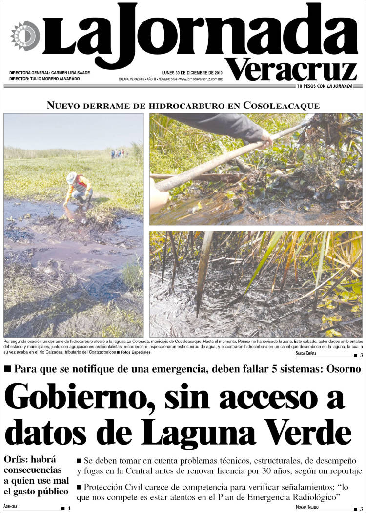 Portada de La Jornada Veracruz (México)