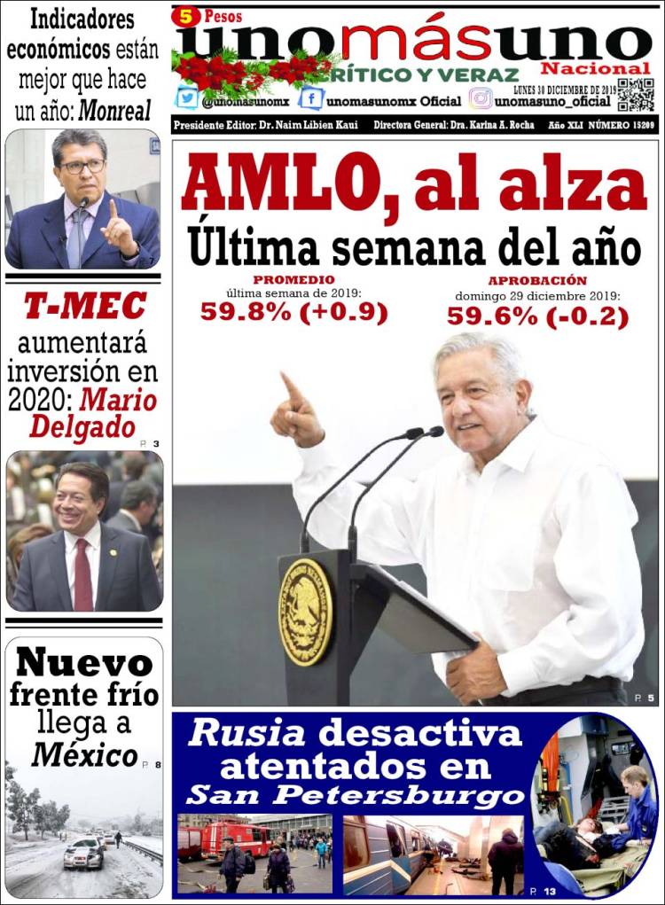 Portada de unomásuno (México)