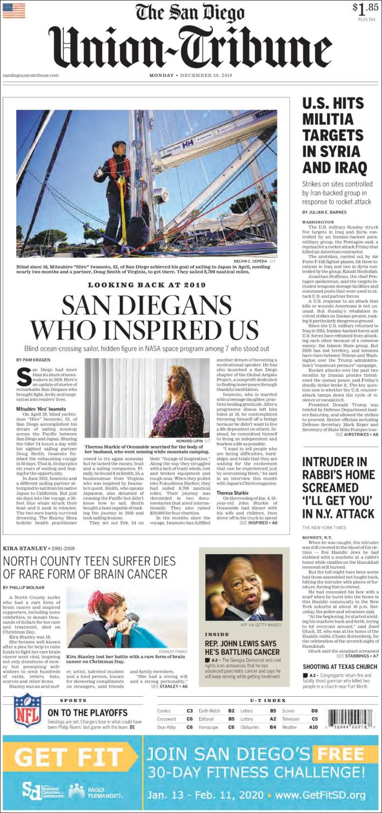 Portada de The San Diego Union-Tribune (USA)