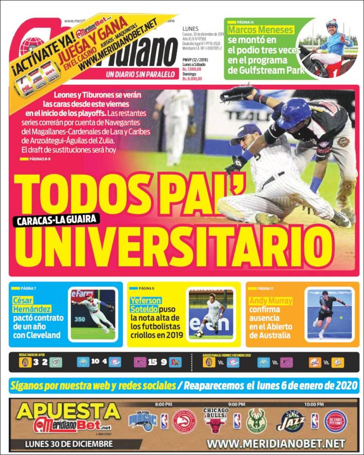 Portada de Meridiano (Venezuela)