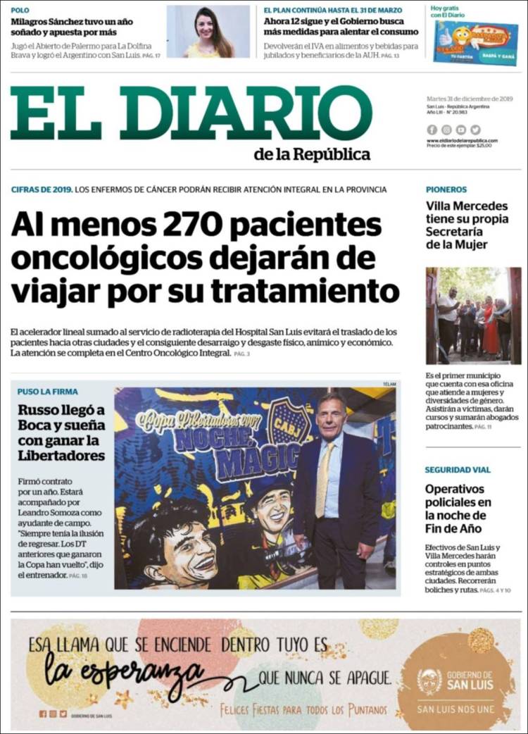 Portada de Diario de la República (Argentina)