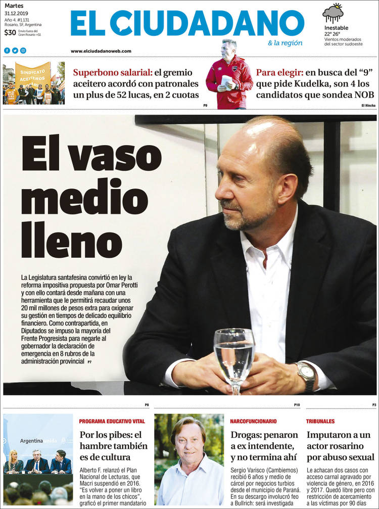 Portada de Diario El Ciudadano (Argentina)