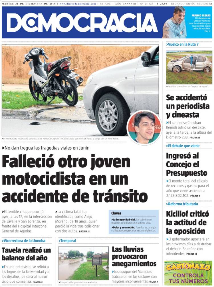 Portada de Diario Democracia (Argentina)