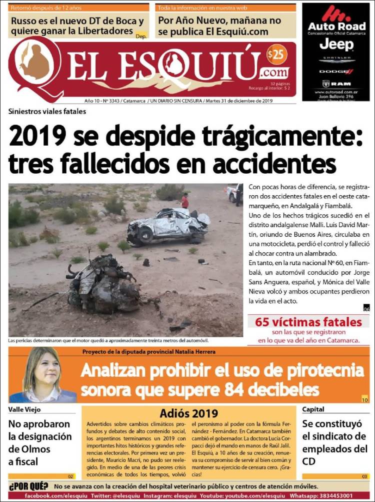 Portada de El Esquiu (Argentina)