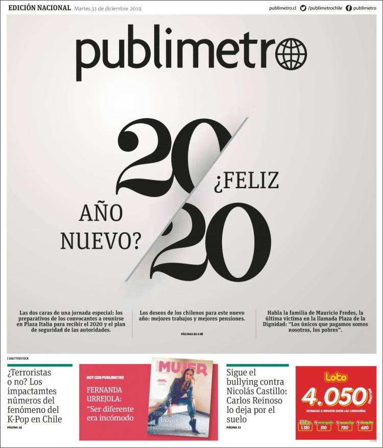 Portada de Publimetro (Chile)