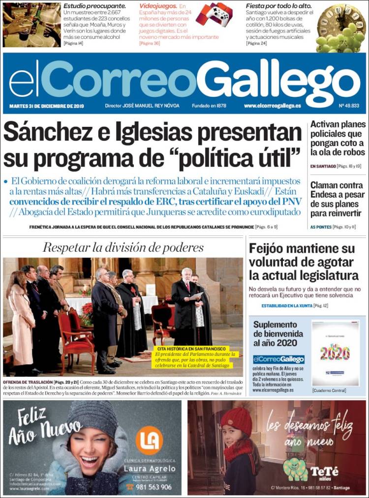 Portada de El Correo Gallego (España)