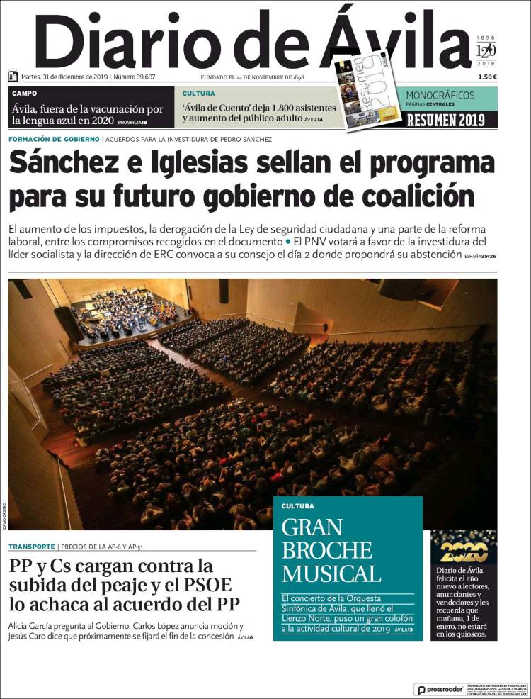 Portada de Diario de Ávila (Spain)