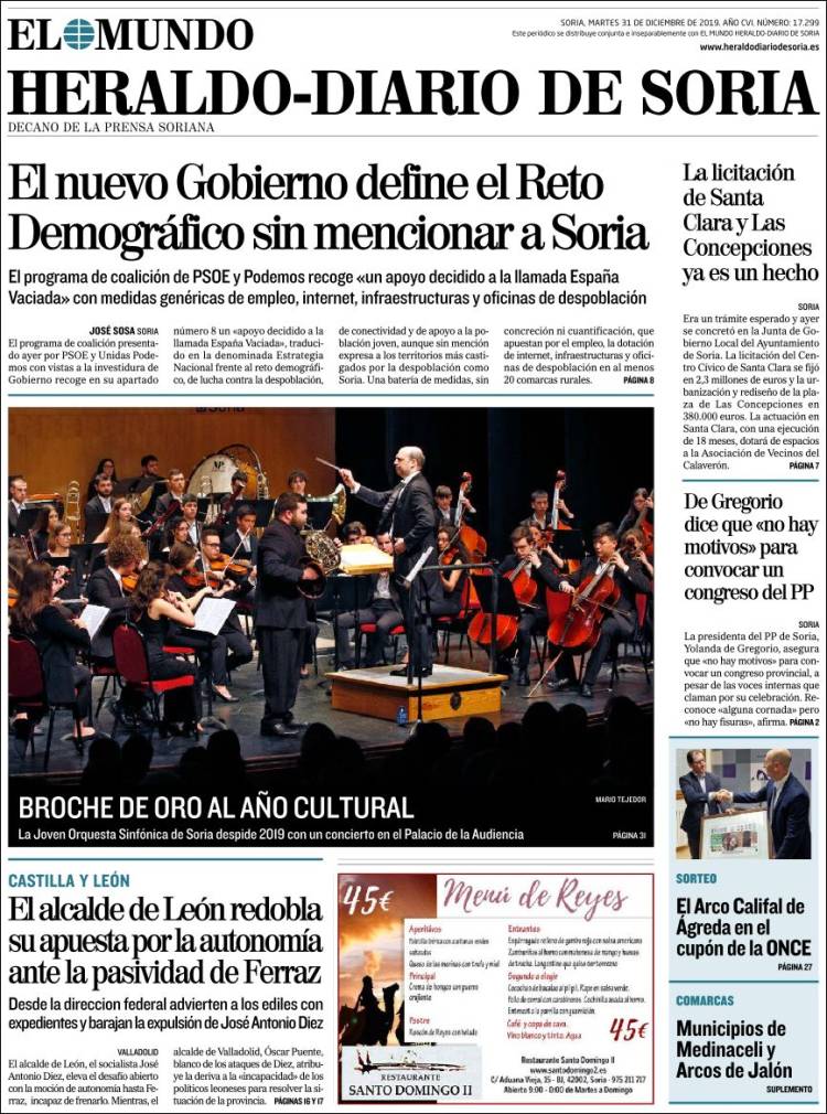 Portada de Diario de Soria (España)