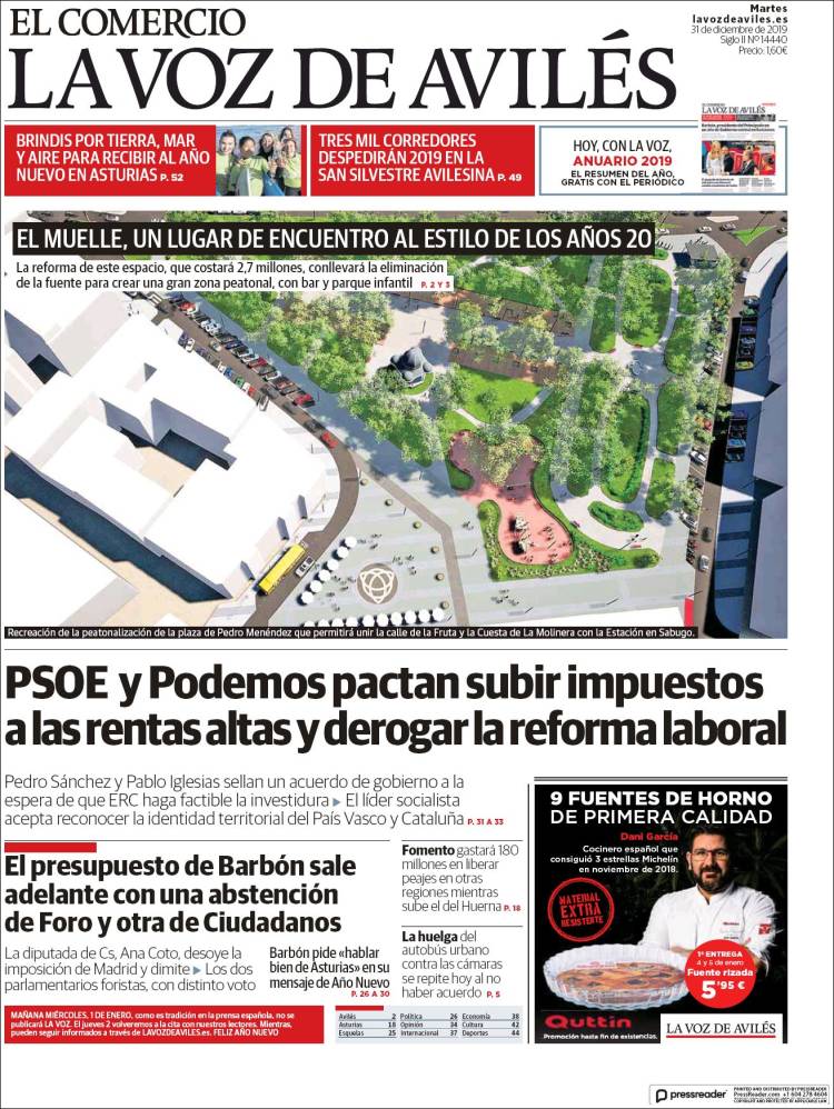 Portada de El Comercio - Avilés (España)