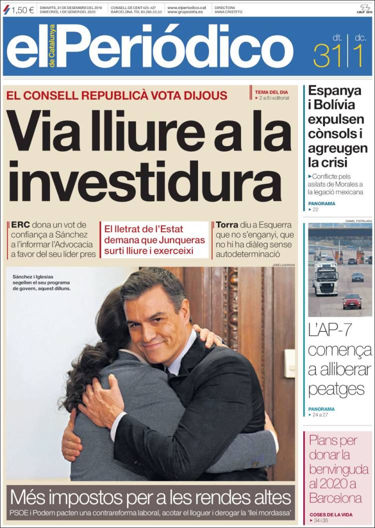 Portada de El Periódico de Catalunya (Spain)