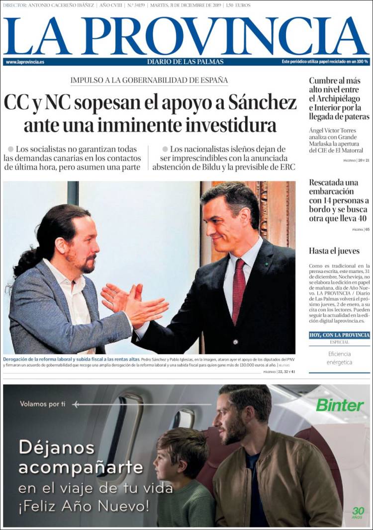 Portada de La Provincia (Spain)