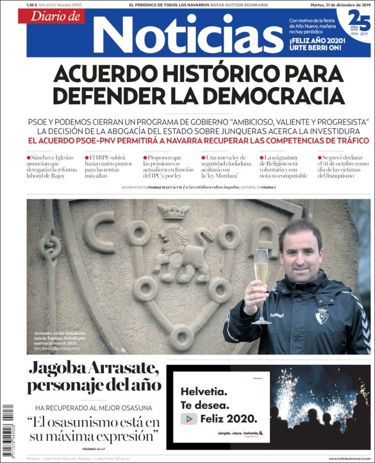 Portada de Noticias de Navarra (España)