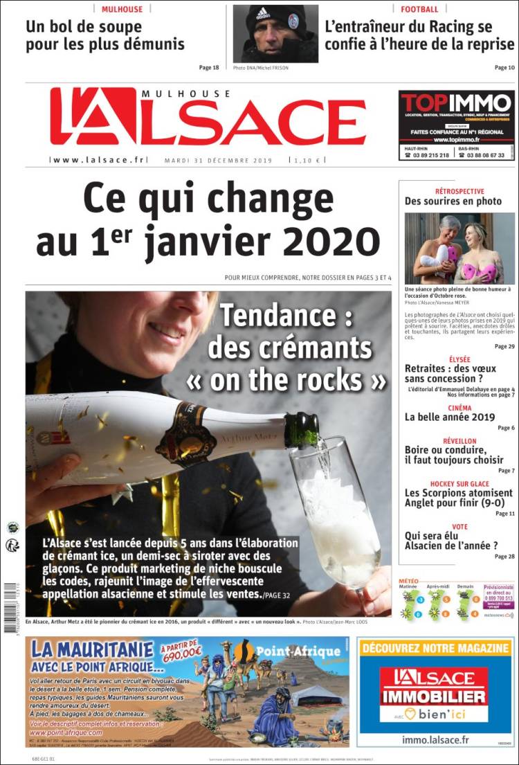 Portada de Journal L'Alsace (Francia)