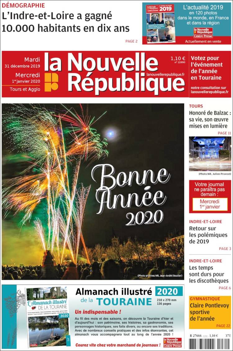 Portada de La Nouvelle Republique (Francia)