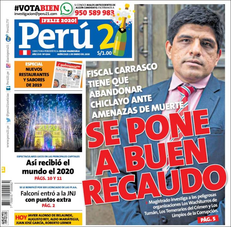 Portada de Perú 21 (Perú)