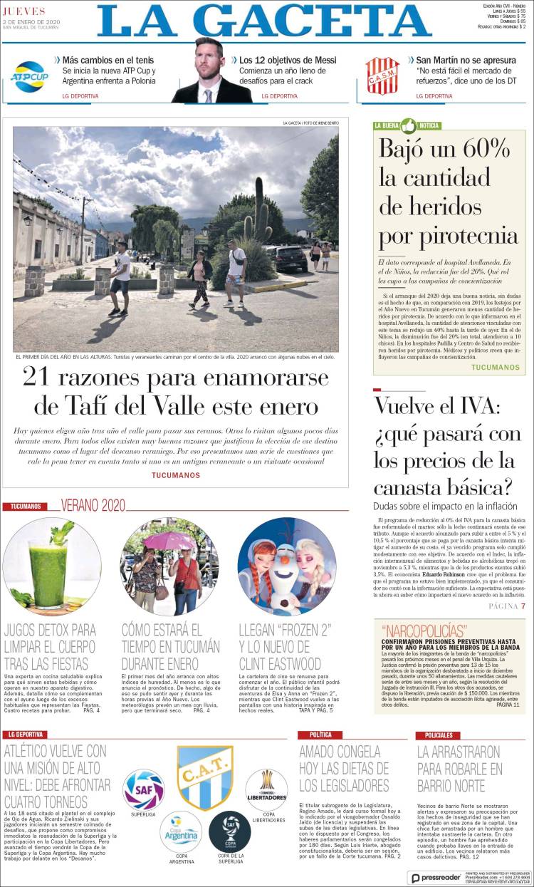 Portada de La Gaceta (Argentina)