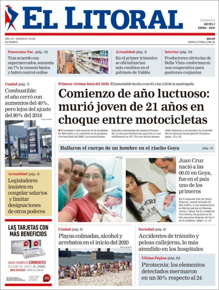 Portada de El Litoral Corrientes (Argentina)