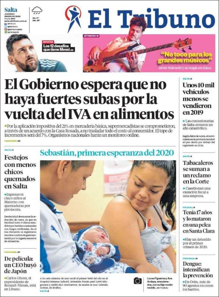 Portada de El Tribuno - Salta (Argentina)