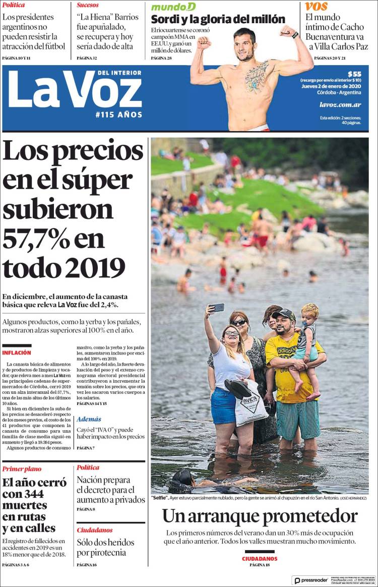 Portada de La Voz del Interior (Argentina)