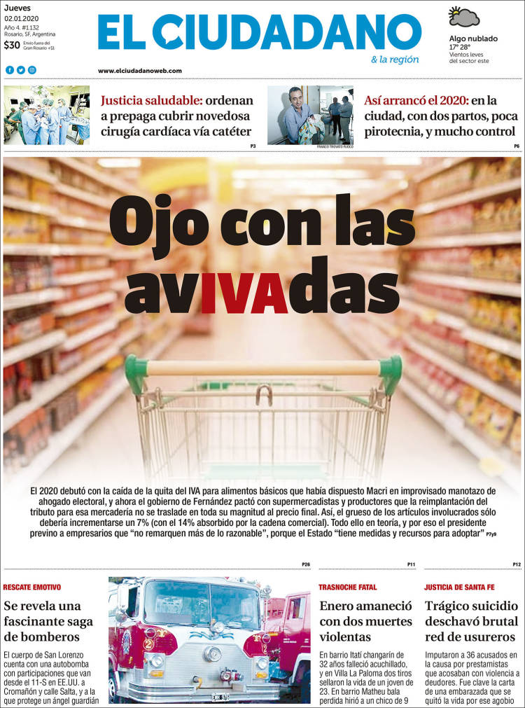Portada de Diario El Ciudadano (Argentina)