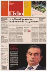 Portada de L'Echo (Bélgica)